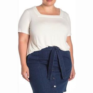 Catherine Malandrino Square Neck Short Sleeve Top